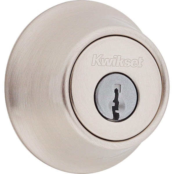 Kwikset Satin Nickel Adjustable Latch Single Cylinder Deadbolt 660 15 RCAL RCS KD - main